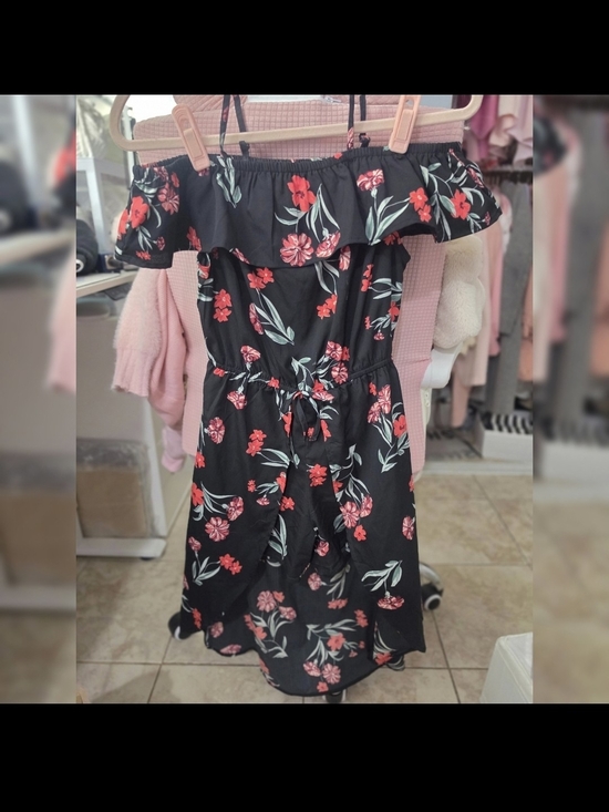 Urban Behavior Pants - Urban Behavior Black Floral Off-Shoulder Jumpsuit with Red Flowers
